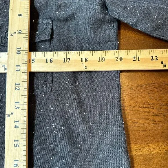 Cloth & Stone Cotton Rayon Blend Black Long Sleeve Roll Tab Shirt Size Medium - Picture 8 of 9